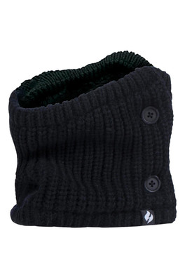 Womens Thermal Buttoned Neck Warmer - Black
