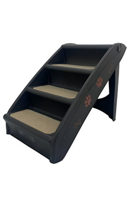 Plastic Pet Stairs Steps with Carpet Grip - Black With Carpet