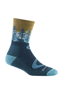 Ladies Micro Crew Patterned Cushioned Hiking Socks - Blue