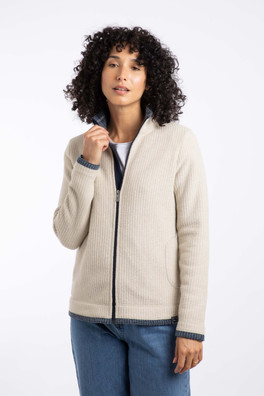 Ariana Womens Full Zip Grid Fleece - Ecru