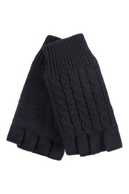 Ladies Fleece Lined Thermal Fingerless Glove - Black