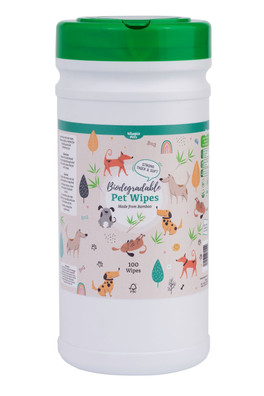 Bamboo Biodegradable Pet Wipes 100pk - White/Green