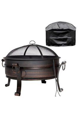 Deluxe Fire Pit & Coffee Table with Cover - Antique Bronze Effect