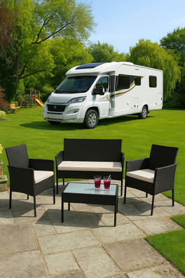 4 Piece Rattan Outdoor Garden Sofa Set - Black