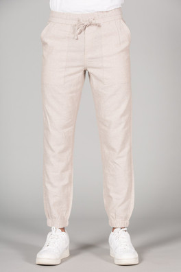 Linen Blend Mens Classic Fit Trousers - Beige