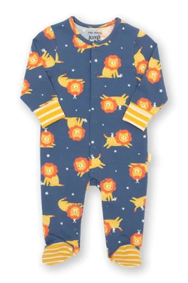 Baby 95% Organic Cotton Popper Sleepsuit - Lion And Mouse