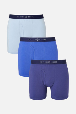Mens 3 Pack Stretch Trunks - Storm Blues