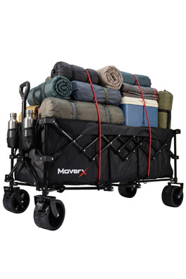 Premium Folding Camping Trolley / Beach Wagon - Black/300L