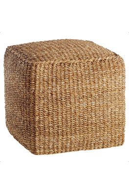 Square Natural Jute Pouffe - Light Brown