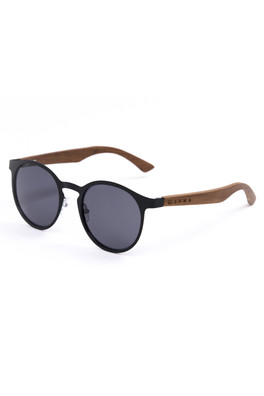 St Ives Polarised Wood Round Unisex Sunglasses - Black