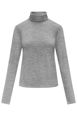 Womens Merino Polo Neck - Grey Marle