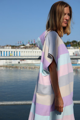 Flow Womens Changing Robe - Pastel Purple/Turquoise/Pink