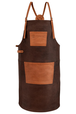Buffalo Leather Apron WIth Cross Back Straps - Brown
