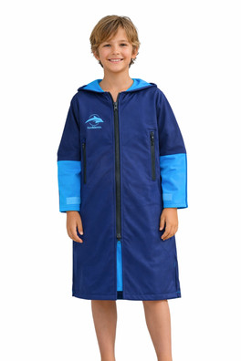 Warma Robe Kids Soft Shell e-Flex Changing Robe - Navy/Cyan