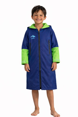 Warma Robe Kids Soft Shell e-Flex Changing Robe - Navy/Lime