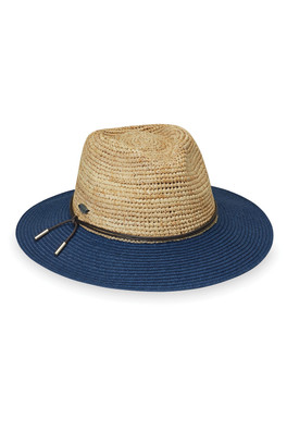 Laguna Womens Fedora Sun Hat - Natural/Navy
