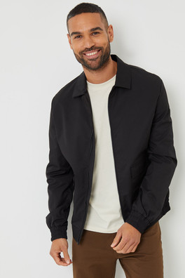 Patch Pocket Mens Collared Zip-Through Jacket - Black