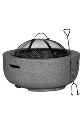 MgO Fire Pit with BBQ Grill - Grey