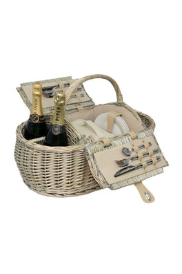 Wicker 4 Person Boat Picnic Basket - White