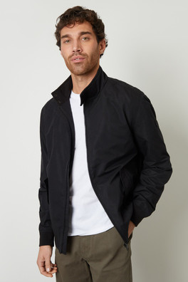 Zip Up Mens Harrington Style Jacket - Black