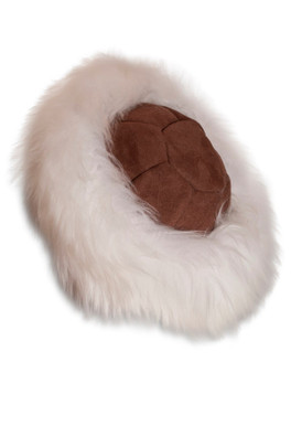 Cossack Womens Sheepskin Hat - White / Tan