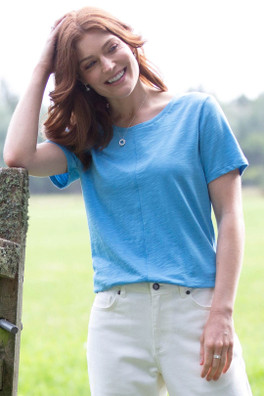 Sandford Womens 100% Cotton Slub Jersey Top - Bay Blue