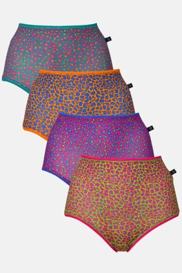 Womens Four-pack Bamboo Full Briefs - Wild Cat