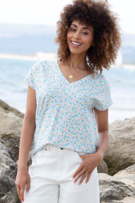 Coombe Womens 95% Cotton Jersey Top - Multi