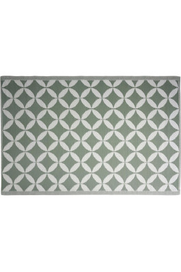 Outdoor Circles Camping Living Rug 90cm X 180cm - Green & White Circles