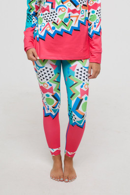 Nuts Cracker Womens Baselayer Leggings - Pink/White/Blue