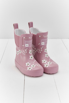 Kids Floral Shortie Welly Boot - Pink Blossom