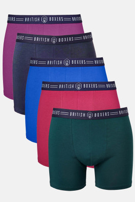 Mens 5 Pack Stretch Trunks - Bramble Blues