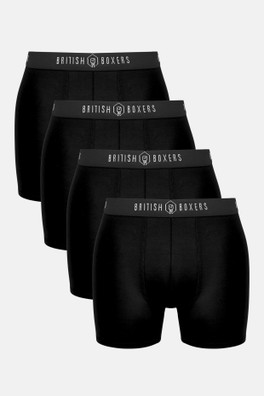 Mens Four-Pack Bamboo Stretch Trunks - Coal Black