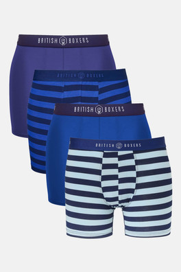 Mens Four-Pack Bamboo Stretch Trunks - Skyline