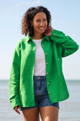 Women's Linen Shirt - Spring Green