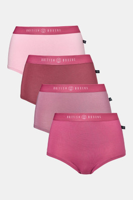 Womens Four-pack Bamboo Hipster Boxer Briefs - Bunch of Roses