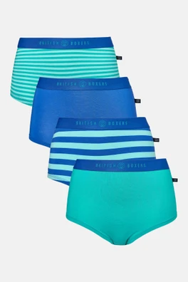 Womens Four-pack Bamboo Hipster Boxer Briefs - Seagreen Stripes