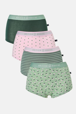 Womens Four-pack Bamboo Hipster Boxer Briefs - Juniper