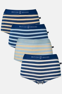 Womens Four-pack Bamboo Hipster Boxer Briefs - On the Pier