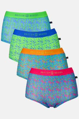 Womens Four-pack Bamboo Hipster Boxer Briefs - Boom Bloom