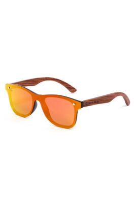 Croyde Polarised Wood Wayfarer Unisex Sunglasses - Fire