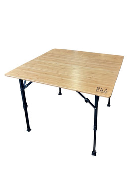 Bamboo Camping Table 4 Folding 90cm x 90cm - Black