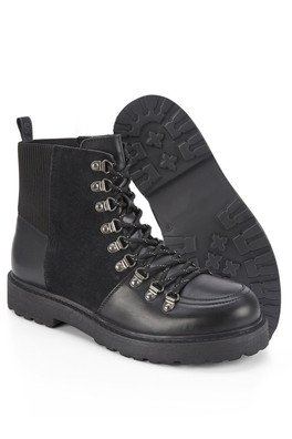 Claridge Mens Leather Lace Up Boots - Black