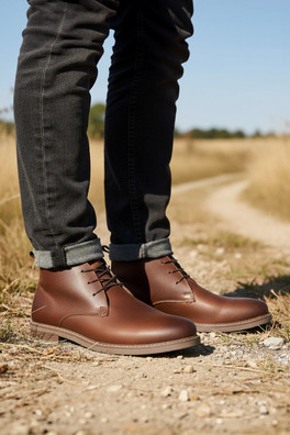 Redhill Mens Premium Leather Chukka Boots - Brown
