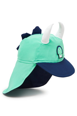 Kids Sun Cap - Green/Navy Blue