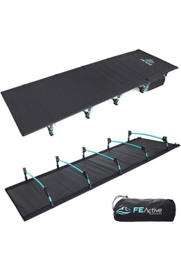 The Jasper Compact Camping Bed Camp Cot - Black