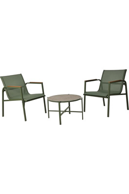 3 Piece Bistro Set Marble Effect Glass Table Green - Green