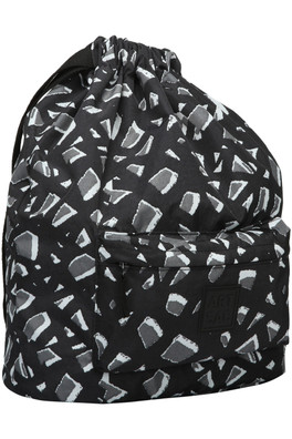 Tilley Torn Print Drawstring Backpack - Black-White
