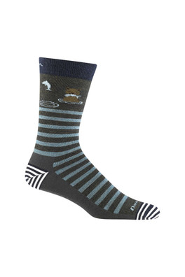 Mens Animal Patterned Crew Seamless Merino Socks - Grey