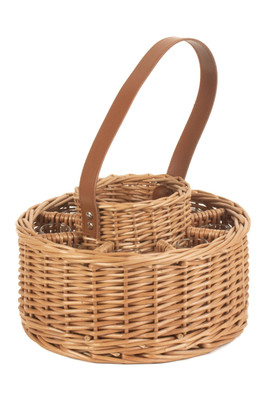 Round Wicker Whisky Celebration Drinks Carrier - Brown